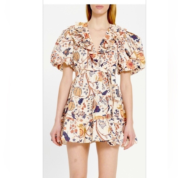 Ulla Johnson Dresses & Skirts - Ulla Johnson Neutral Maude floral cotton wrap mini dress 4